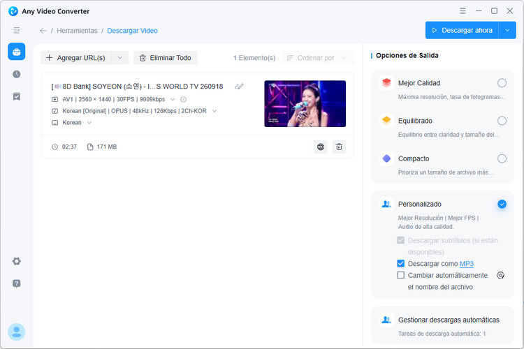 Añadir la URL del vídeo a Any Video Converter