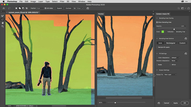 remove unwanted objects in photoshop with eontent aware fill