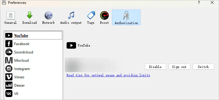 authorize youtube account