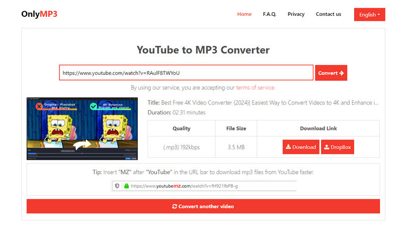 convert youtube video to mp3 onlymp3
