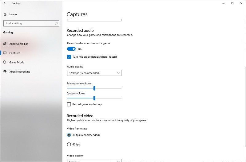 customize capture settings