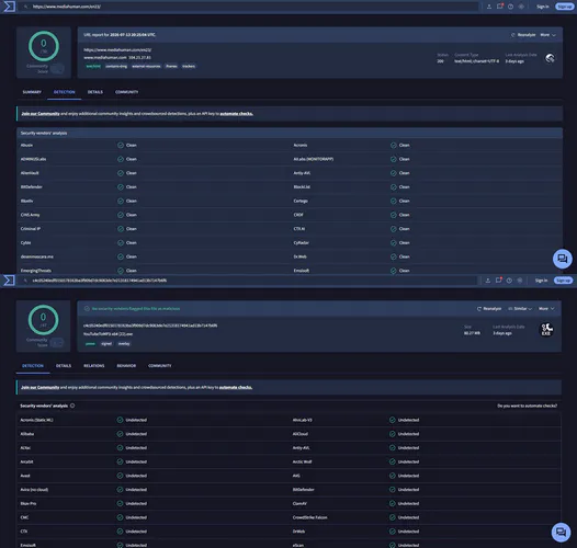 virustotal scan installer file and website