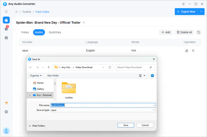 save audio track in pc