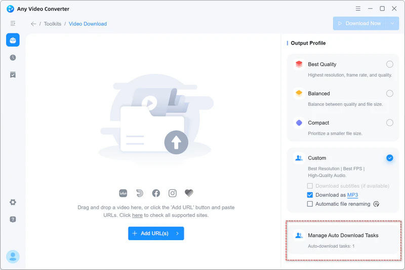 manage the auto download task