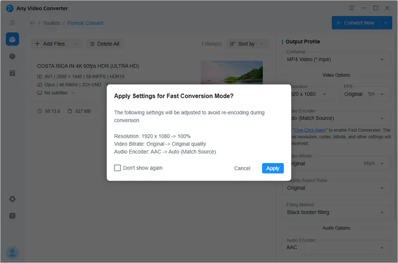 apply fast mode settings