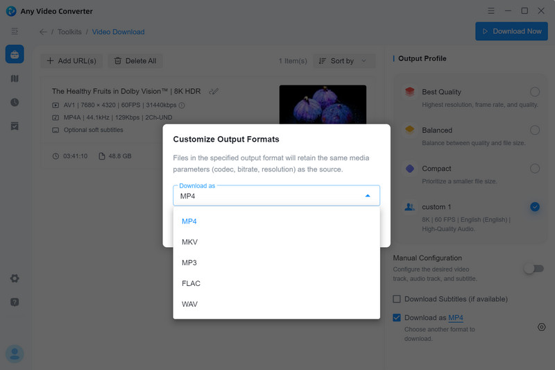 select mp4 as the output format