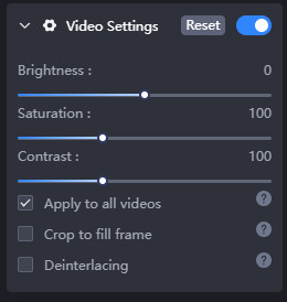 adjust videos settings